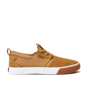 Mens Supra Low Top Shoes FLOW Tan/White/Gum | AU-60026